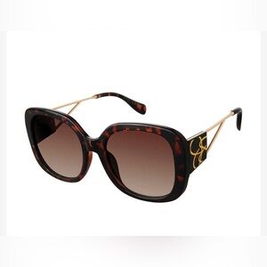 Jessica Simpson j6254‎ Oval Tortoise Open Metal Temple oversized Sunglasses new
